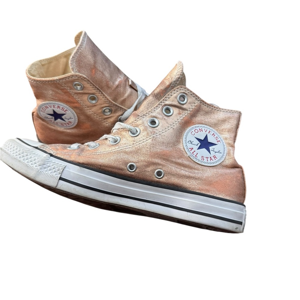 Converse Chuck Taylor All Star Hi M5/ W7 Metallic Rose Gold Sneakers 154034F